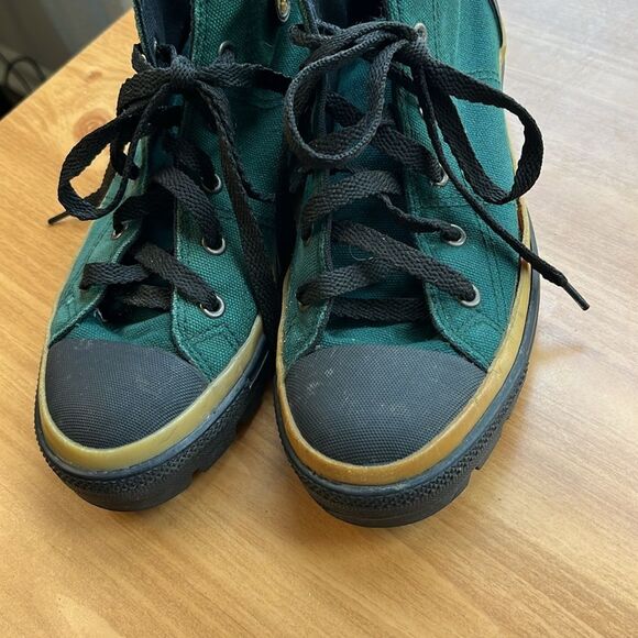 Vintage Converse All Star Chuck Taylor Mid Green Fabric with Black Women’s 6.5 - Picture 4 of 10